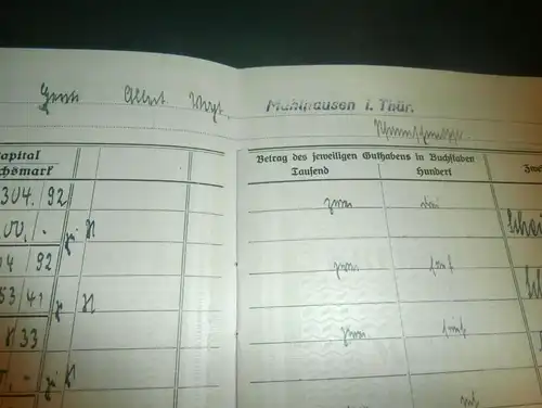 altes Sparbuch Mühlhausen i. Thüringen , 1943 - Juli 1945 , Albert Vogt , Sparkasse , Bank !!!