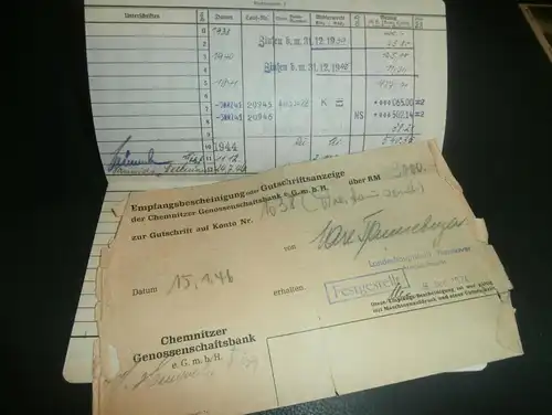 altes Sparbuch Radebeul - Oberlößnitz , 1940 - 1946 , Clara Martha Tanneberger , geb. Zschommler , Sparkasse , Bank !!!