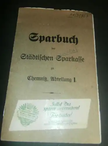 altes Sparbuch Chemnitz , 1928 - 1945 , Hildegard Münzner , Sparkasse , Bank !!!