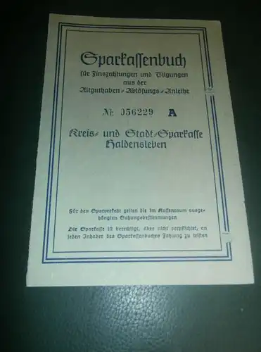 altes Sparbuch Haldensleben , 1952 - 1955 , Bertold Müller , Sparkasse , Bank !!!