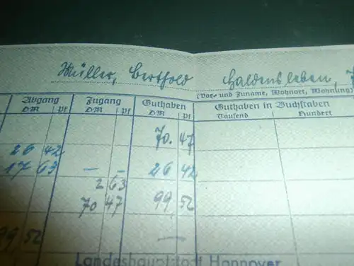 altes Sparbuch Haldensleben , 1952 - 1955 , Bertold Müller , Sparkasse , Bank !!!