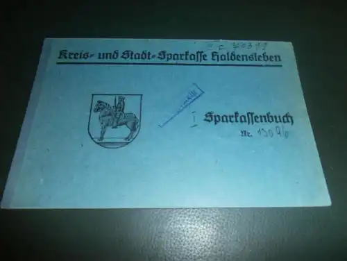 altes Sparbuch Haldensleben , 1943 - März 1945 , Obergefreiter Paul Müller , Sparkasse , Bank !!!