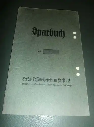 altes Sparbuch Forst i. Lausitz , 1940 - 1944 ,Charlotte Vollmer , geb. Schöneich , Sparkasse , Bank !!!