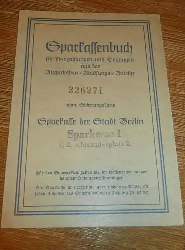 altes Sparbuch Berlin , 1952 , Willy Wildauer in Berlin Hohenschönhausen , Sparkasse , Bank !!!