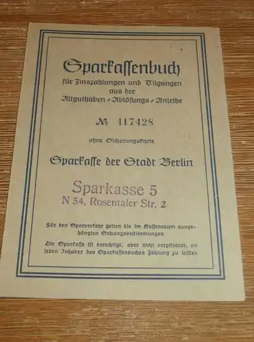 altes Sparbuch Hohenschönhausen , 1952 , Bärbel Wildauer in Berlin , Sparkasse , Bank !!!