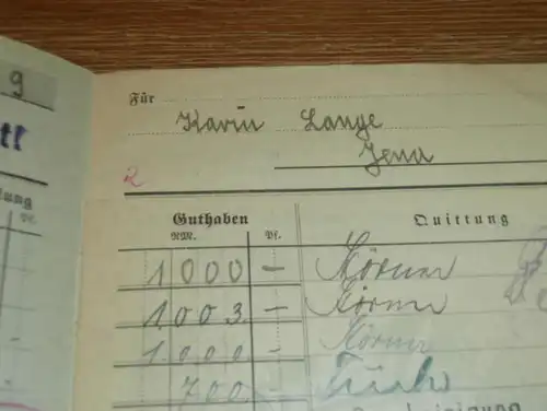 altes Sparbuch Jena , 1945 - 1947 , Karin Lange in Jena , Sparkasse , Bank !!!