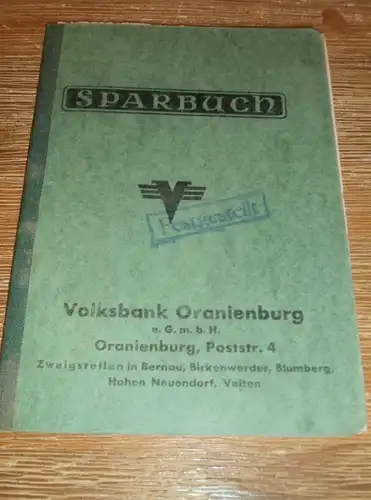altes Sparbuch Oranienburg , 1945 , Horst Massalsky in Berlin Hohen Neuendorf mit Dokument 1945 , Sparkasse , Bank !!!