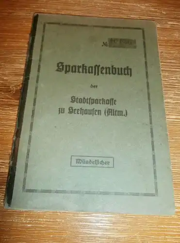 altes Sparbuch Seehausen i. Altm., 1944 - Juni 1945 , Johannes Egermann in Seehausen , Sparkasse , Bank !!!