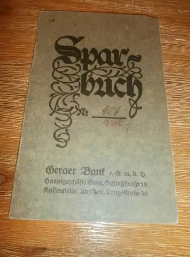 altes Sparbuch Gera , 1938 - 1944 , Frieda Köhler , Sparkasse , Bank !!!