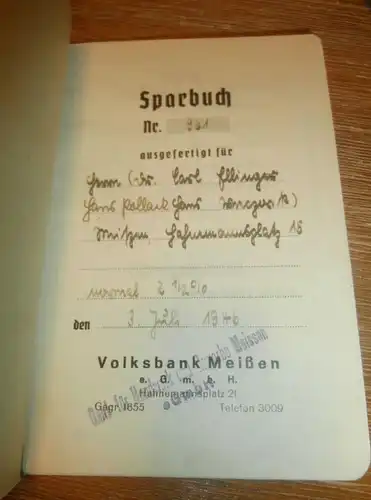 altes Sparbuch Meißen , 1946 - 1948 , Carl Elling , Hans Pollack in Meissen , Sparkasse , Bank !!!