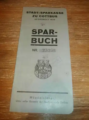altes Sparbuch Cottbus , 1935 - 1944 , Johannes Manthei in Cottbus , Sparkasse , Bank !!!