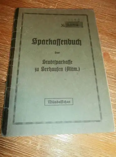 altes Sparbuch Seehausen i. Altmark , 1943 - 1945 , Elisabeth Sparmann , Sparkasse , Bank !!!