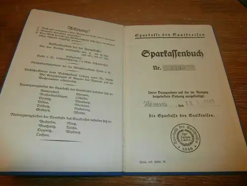altes Sparbuch Könnern / Halle , 1940 - 1945 , W. Karst in Könnern , Sparkasse , Bank !!!