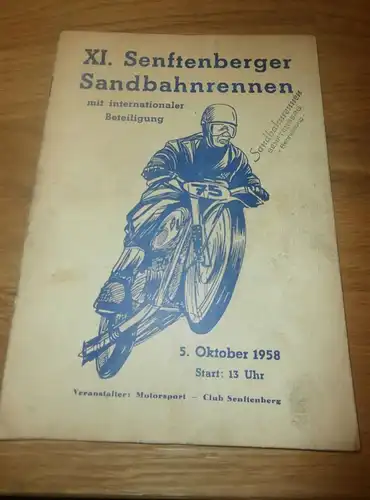 Sandbahn Senftenberg 5.10.1958 , Sandbahnrennen , Programmheft / Programm / Rennprogramm , program !!!