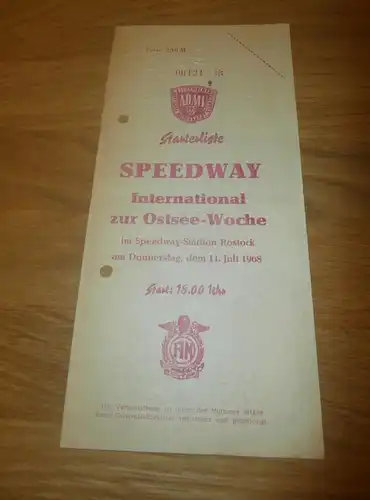 Speedway Rostock 11.7.1968 , Speedwayrennen , Programmheft / Programm / Rennprogramm , program !!!