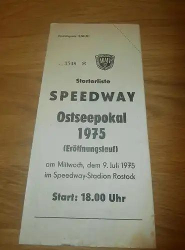 Speedway Rostock 9.7.1975 , Speedwayrennen , Programmheft / Programm / Rennprogramm , program !!!