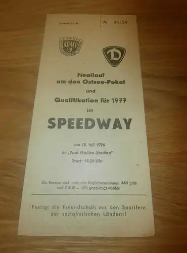 Speedway Stralsund 18.7.1976 , Speedwayrennen , Programmheft / Programm / Rennprogramm , program !!!