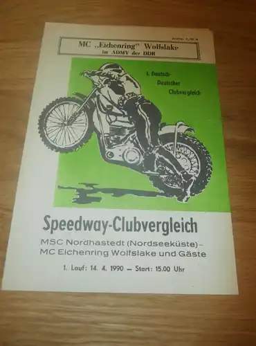 Speedwayrennen Wolfslake 14.4.1990 , Speedway , Programmheft / Programm / Rennprogramm , program !!!