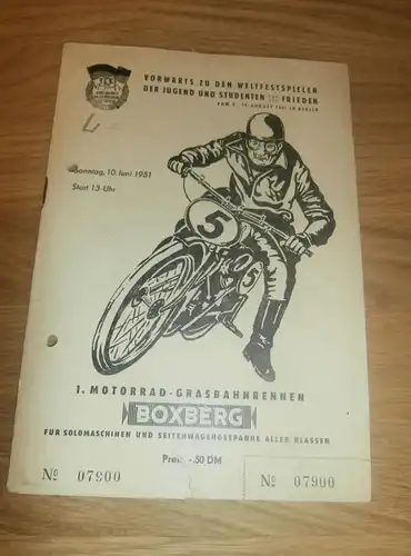 1. Grasbahnrennen Gotha 1951 , Programmheft / Programm / Rennprogramm , program !!!