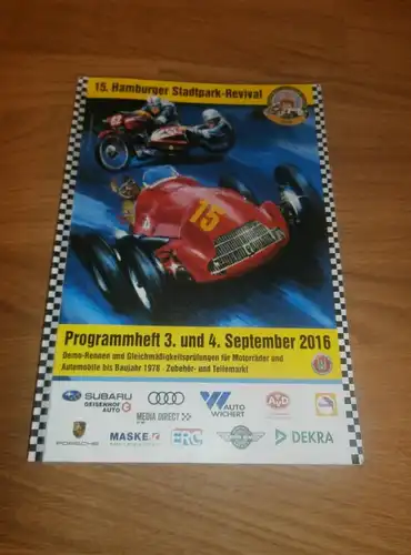 15. Hamburg - Stadpark - Revival 4.9.2016 , Motorradrennen , Autorennen Programmheft / Programm / Rennprogramm , program