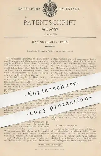 original Patent - Jean Nicolaïdi , Paris , Frankreich , 1899 , Filmhalter | Film , Fotografie , Fotograf , Photography