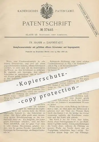 original Patent - Fr. Hamm , Darmstadt , 1886 , Dampfwasserableiter | Dampfkessel , Kessel , Wasserkessel