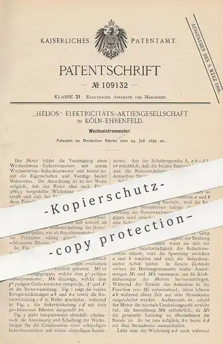 original Patent - Helios Elektricitäts AG , Köln / Ehrenfeld , 1899 , Wechselstrommotor | Wechselstrom - Motor | Motoren