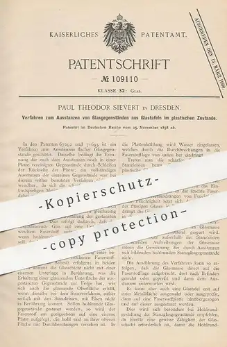 original Patent - Paul Theodor Sievert , Dresden , 1898 , Ausstanzen von Glas aus Glastafeln | Glasplatten , Fensterglas