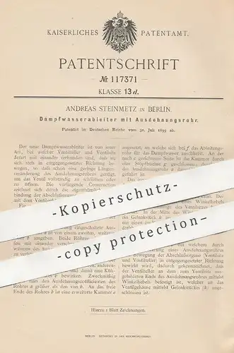 original Patent - Andreas Steinmetz , Berlin , 1899 , Dampfwasserableiter mit Ausdehnungsrohr | Kessel , Dampfkessel