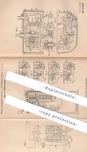 original Patent - Frank Clarence Newell , Pittsburg , Pennsylvania , USA , 1901 , Regler für elektrische Bahnen | Bahn