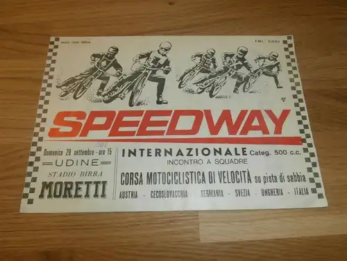 Speedway Udine 29.09.1968 , Italia , Programmheft / Programm / Rennprogramm !!!