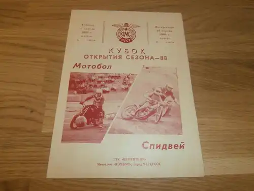 Speedway Tscherkessk 9.04.1988  ,  Russland , Programmheft / Programm / Rennprogramm !!!