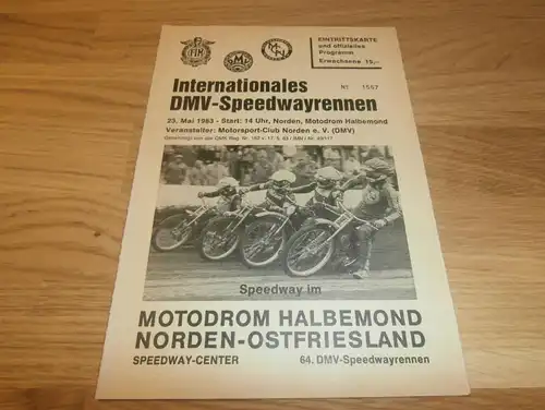 Speedway Norden 23.05.1983 , Programmheft / Programm / Rennprogramm !!!