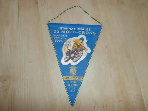 Moto Cross Wolgast 6.07.1980 , Wimpel mit Autogrammen , Motocross !!!