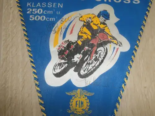 Moto Cross Wolgast 6.07.1980 , Wimpel mit Autogrammen , Motocross !!!