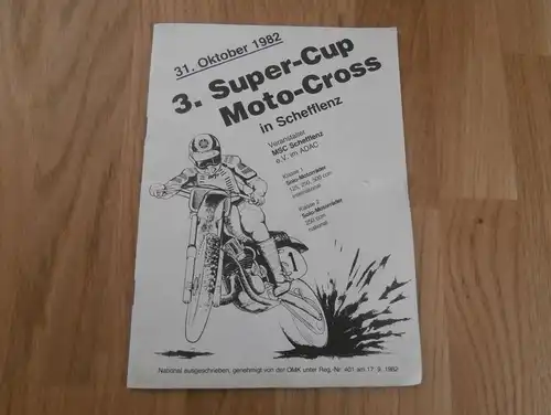Moto Cross Schefflenz 31.10.1982 , Motocross , Programmheft / Programm / Rennprogramm !!!
