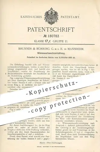 original Patent - Brunner & Bühring GmbH , Mannheim , 1905 , Wärmetauscher | Heizung , Dampfkessel , Heizrohr | Klempner