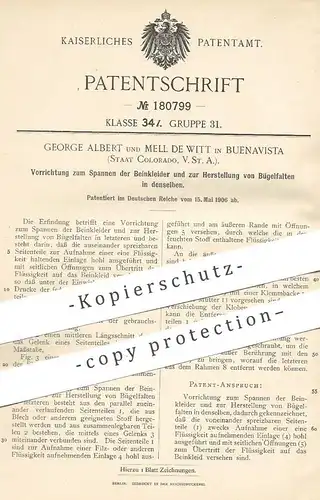 original Patent - George Albert , Mell de Witt , Buenavista , Colorado , USA , 1906 , Bügelfalten | Hosen , Schneider