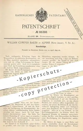 original Patent - William Cowper Baker , Alpine , New Jersey , USA , 1895 , Kesselanlage | Heizkessel , Heizung , Ofen