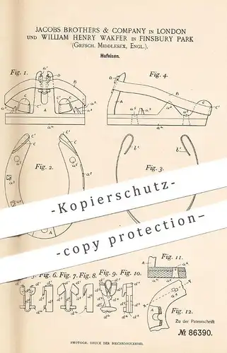 original Patent - Jacobs Brothers & Company , London | William Henry Wakfer , Finsbury Park , England | 1895 | Hufeisen