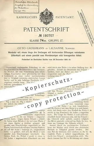 original Patent - Otto Grossmann , Lausanne , Schweiz , 1905 , Weckuhr | Uhr , Wecker , Uhrwerk , Uhrmacher , Uhren !!!