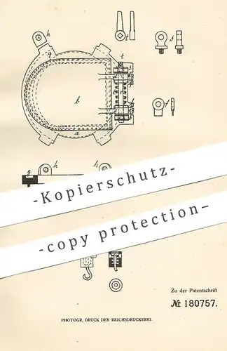 original Patent - Hermann Dahms , Hans Dittmann , Lübeck , 1905 , luft- u. staubdichter Verschluss für Fass , Butterfass