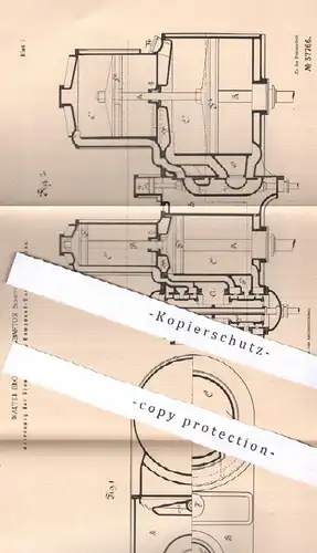 original Patent - Walter Brock , Dumbarton , Schottland , 1886 , Steuerung für Compound - Dampfmaschinen | Dampfmaschine