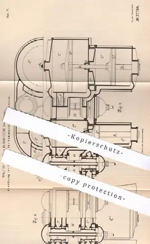 original Patent - Walter Brock , Dumbarton , Schottland , 1886 , Steuerung für Compound - Dampfmaschinen | Dampfmaschine