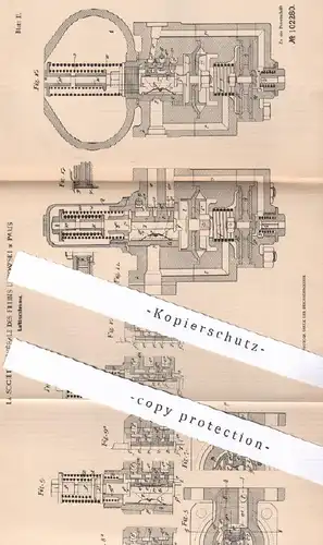 original Patent - La Société Générale des Freins Lipkowski , Paris Frankreich 1897 | Luftdruckbremse | Eisenbahn Bremse