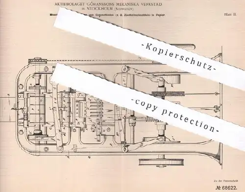 original Patent - Aktiebolaget Göranssons Mekaniska Verkstad , Stockholm , Schweden | Schachteln in Papier einschlagen