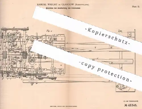 original Patent - Samuel Wright , Glasgow , Schottland , 1888 , Bearbeitung von Fassdauben | Fass , Fässer , Holz !!!