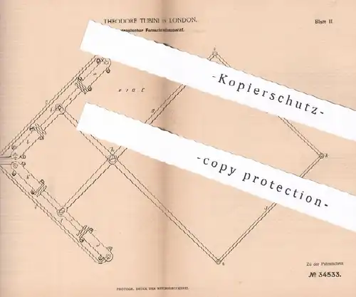 original Patent - Theodore Tubini , London , England , 1885 , Hydraulischer Fernschreibapparat | Fernschreiber , Druck