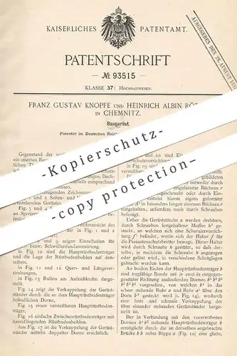 original Patent - Franz Gustav Knopfe , Heinrich Albin Röder , Chemnitz , 1895 , Baugerüst | Bau - Gerüst | Gerüstbauer