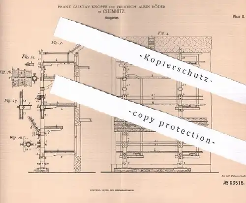 original Patent - Franz Gustav Knopfe , Heinrich Albin Röder , Chemnitz , 1895 , Baugerüst | Bau - Gerüst | Gerüstbauer